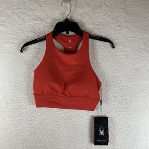 Spyder Active Padded Sport Bra Women‎ Small Red Racerback Polyester Stretch 6993
